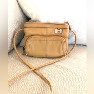 Tignanello Crossbody leather  bag in mustard yellow